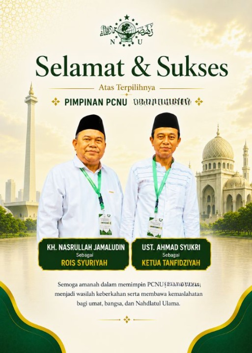 PCNU  Pengurus Cabang Kabupaten Jember Rois Syuriyah KH Nasrullah Jamaludin dan Ketua Tanfidziyah Ust Ahmad Syukri